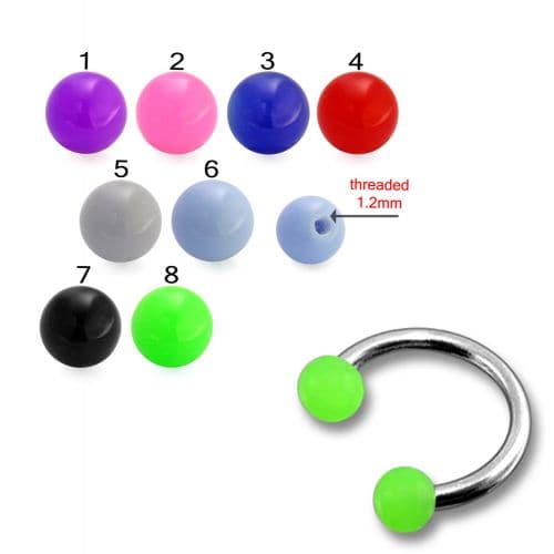 316L Surgical Steel Circular Barbell With Solid Colour UV Balls (Pack of 10) - Monster Piercing
