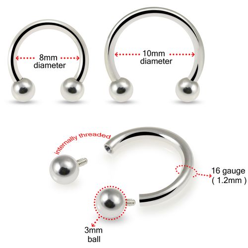 925 Sterling Silver Circular Barbell with Ball Nose Jewellery Silver Silver / 6mm Silver / 8mm Silver / 10mm Gold / 6mm Gold / 8mm Gold / 10mm Rose Gold / 6mm Rose Gold / 8mm Rose Gold / 10mm