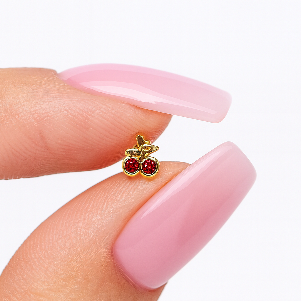 14K Gold Jewelled Cherry Nose Bone - Monster Piercing