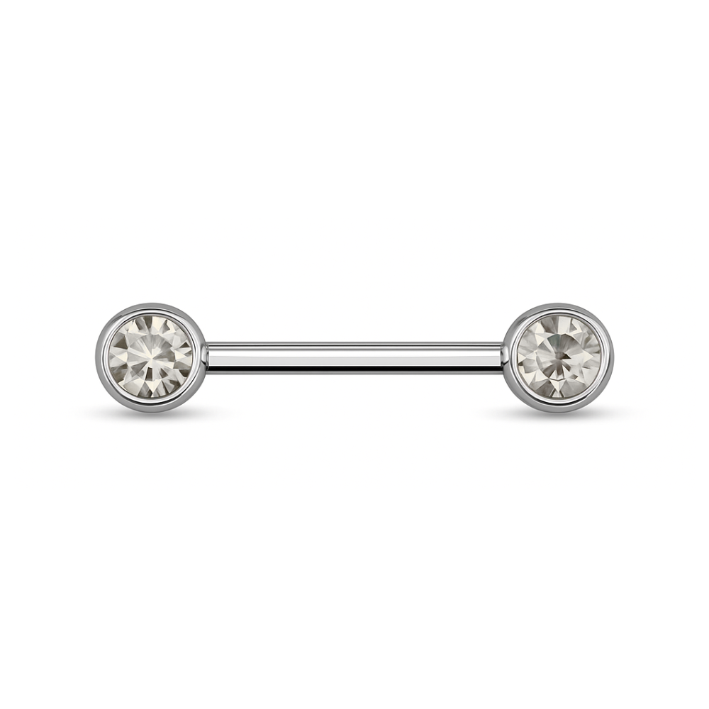 316L Surgical Steel Nipple Bar with Cubic Zirconia Jewelled Ball