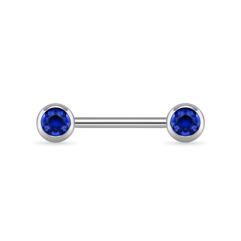 316L Surgical Steel Nipple Bar with Cubic Zirconia Jewelled Ball