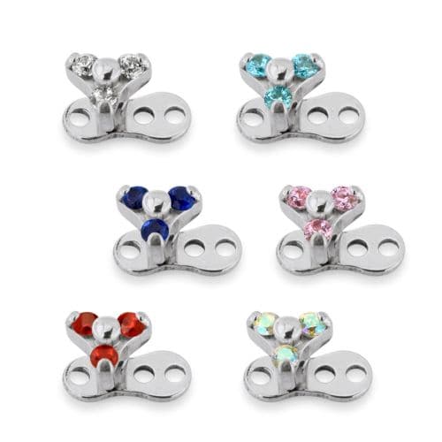 G23 Titanium Zircon Jewelled Micro Dermal Anchor Top - Monster Piercing