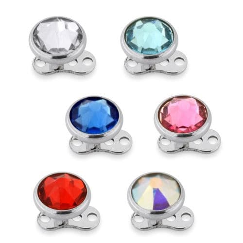 G23 Titanium Rhinestone Jewelled Dermal Anchor - Monster Piercing