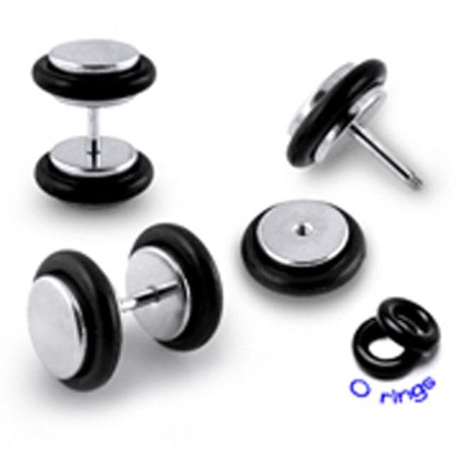 316L Surgical Steel Plain Fake Plug and O rings - Monster Piercing