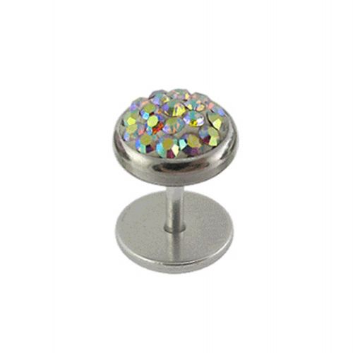 316L Surgical Steel Multi Crystal Jewelled Fake Ear Plug - Monster Piercing