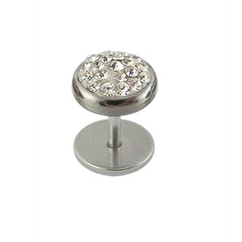 316L Surgical Steel Multi Crystal Jewelled Fake Ear Plug - Monster Piercing