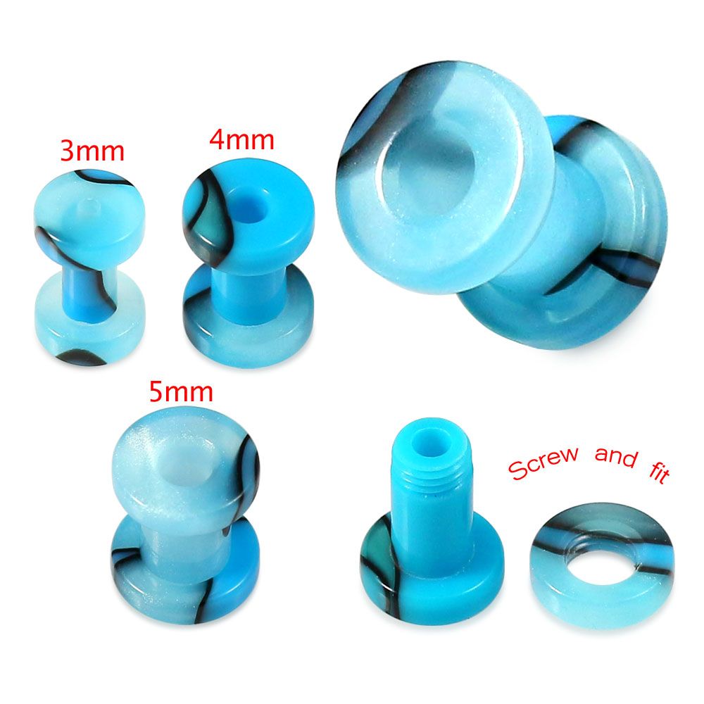 UV Light Blue External Screw Fit Flesh Tunnel - Monster Piercing