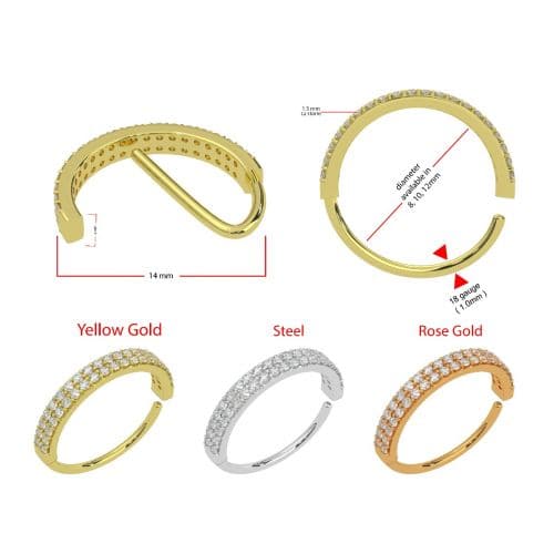 316L Surgical Steel Double Line CZ Jewelled Bendable Flexy Hoop - Monster Piercing