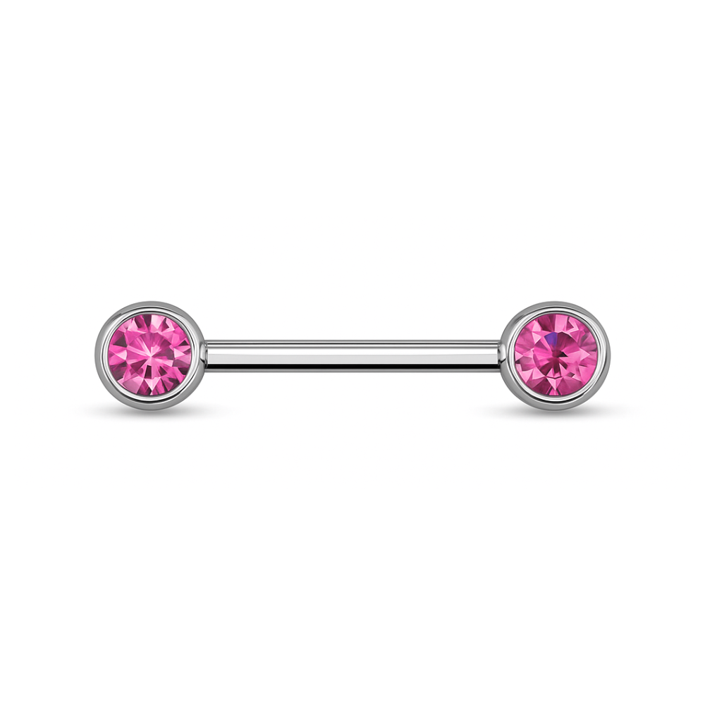316L Surgical Steel Nipple Bar with Cubic Zirconia Jewelled Ball