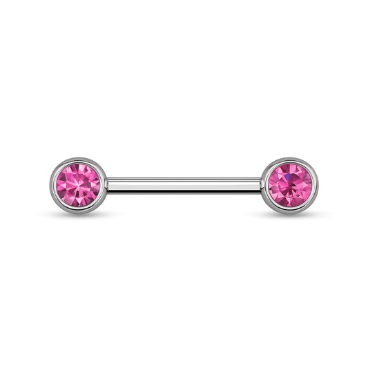 316L Surgical Steel Nipple Bar with Cubic Zirconia Jewelled Ball