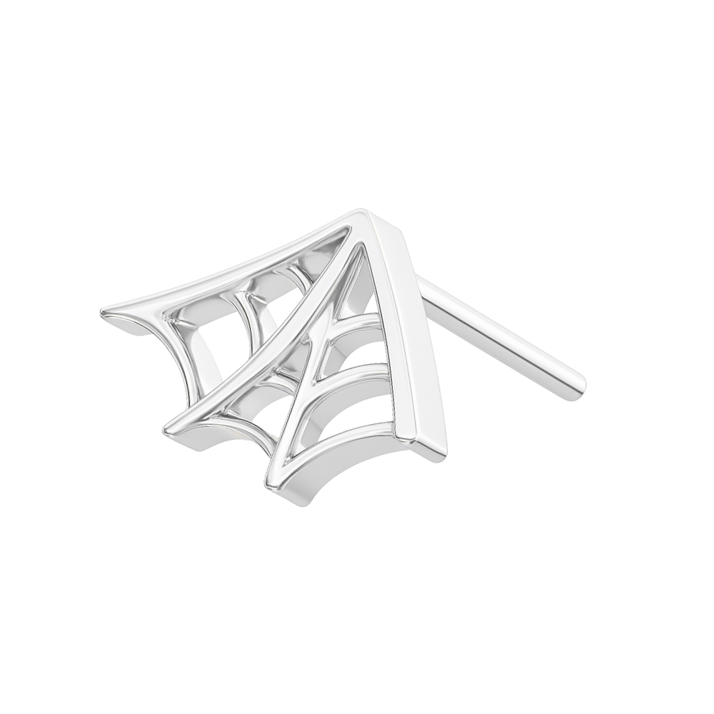 Silver G23 titanium spider web piercing top with threadless push-fit design. Ideal for helix, tragus, or labret piercings.