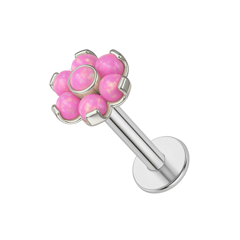 G23 Titanium Opal Flower Threadless Push-Fit Flatback Stud