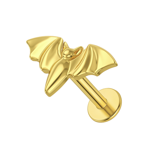 Gold Bat Threadless Stud in G23 Titanium