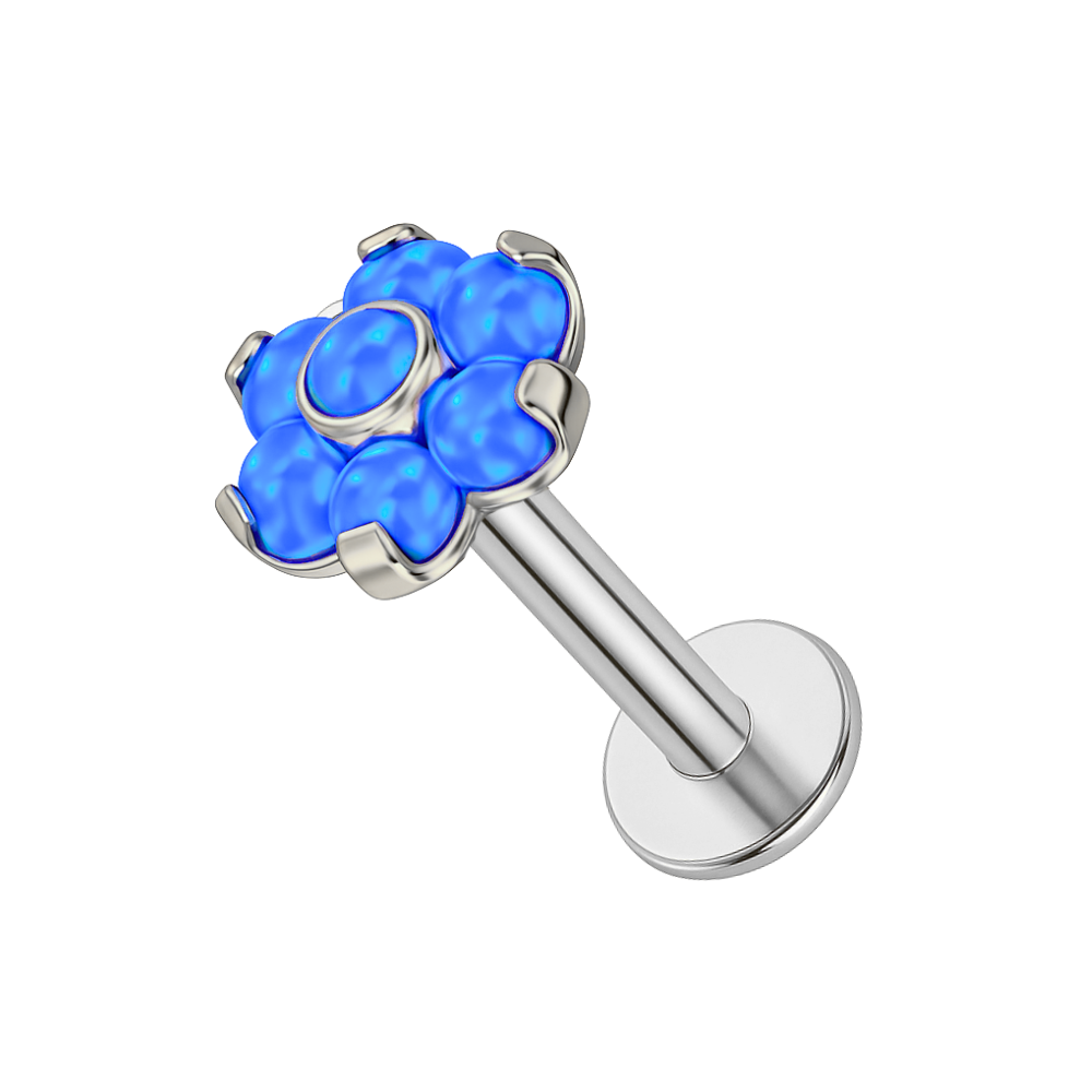 G23 Titanium Opal Flower Threadless Push-Fit Flatback Stud
