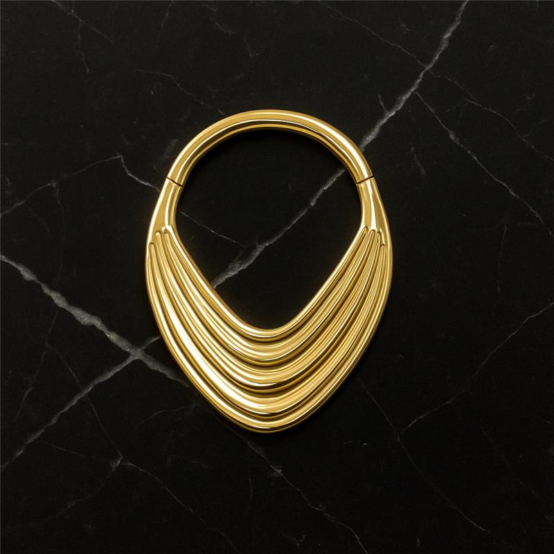 G23 Titanium Layered Teardrop Hinged Segment Clicker Ring - Monster Piercing