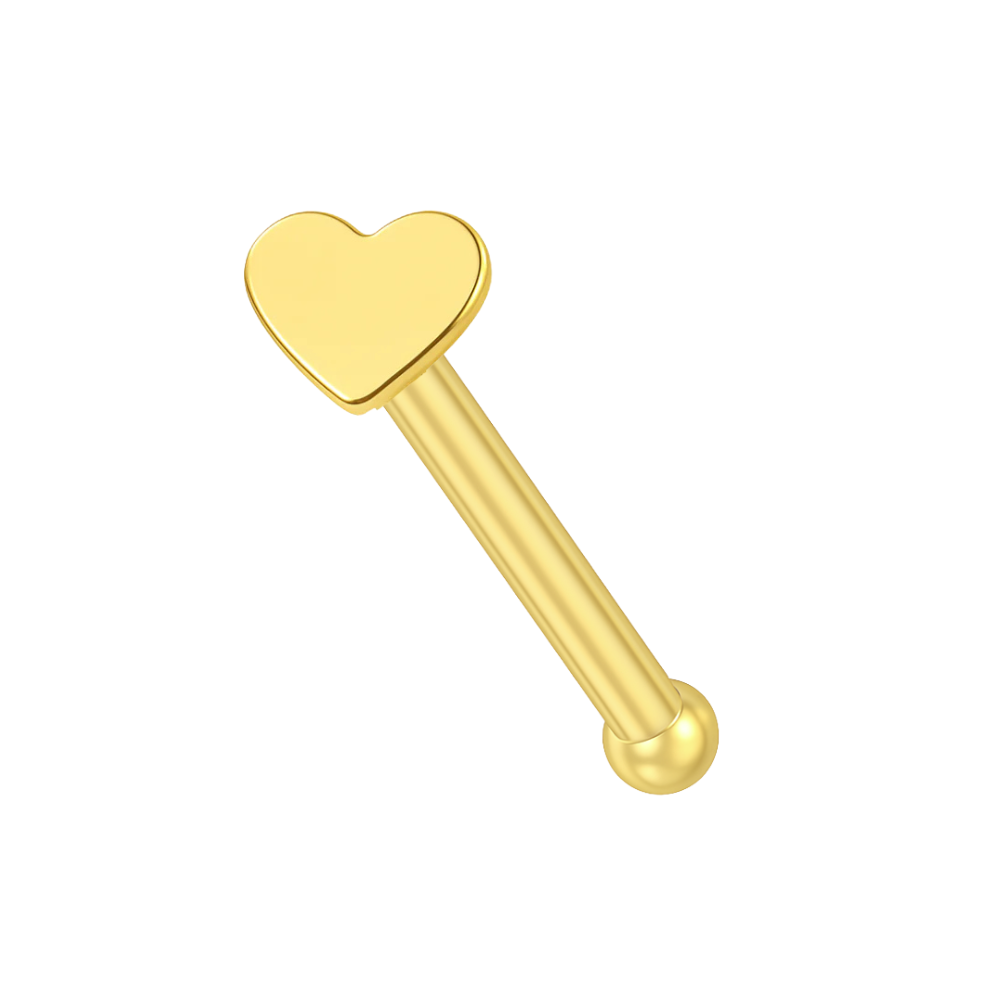 14K Gold Emboss Heart Nose Bone Default Title