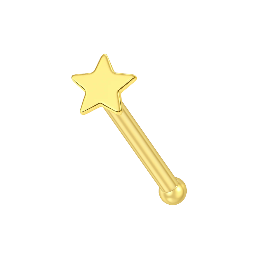 9K Gold Star Cut Design Nose Bone - Monster Piercing