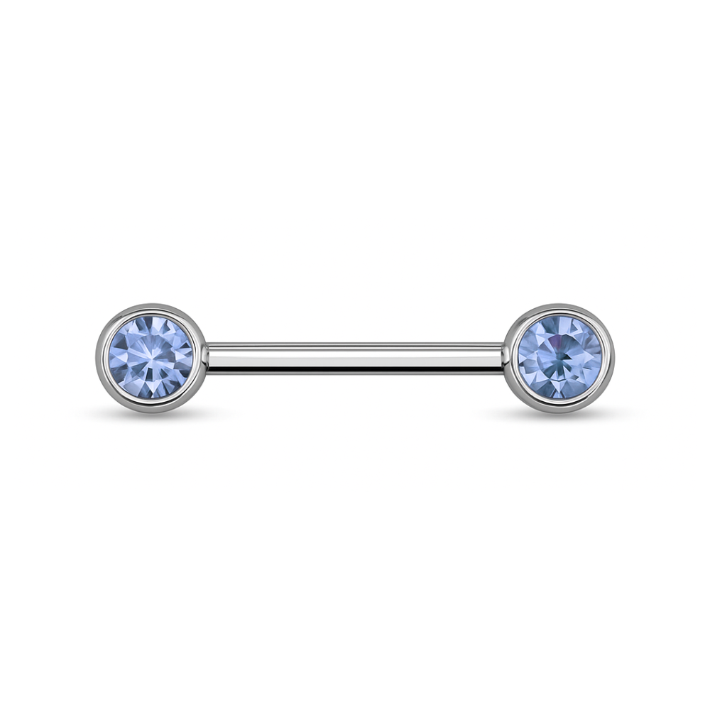 316L Surgical Steel Nipple Bar with Cubic Zirconia Jewelled Ball