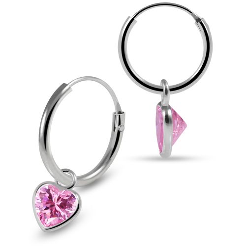 925 Sterling Silver Heart Cut Cubic Zirconia Dangling Fashion Earring Clear Clear Lavender Pink