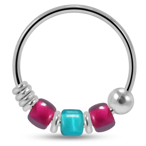 925 Sterling Silver Triple Bead Hoop Ring (Sold as Piece) 1 1 2 3 4 5 6 7 8 9 10