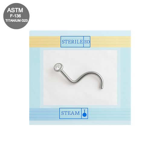 EO Gas Sterilised G23 Titanium CZ Jewelled Nose Screw - Monster Piercing