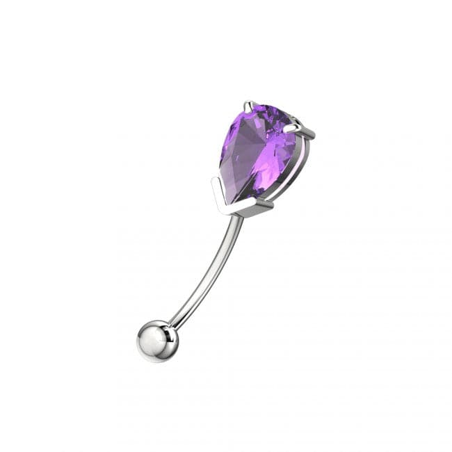 316L Surgical Steel Pear Shaped Jewelled Curved Barbell Eyebrow | Rook | Bridge Ring - Monster Piercing