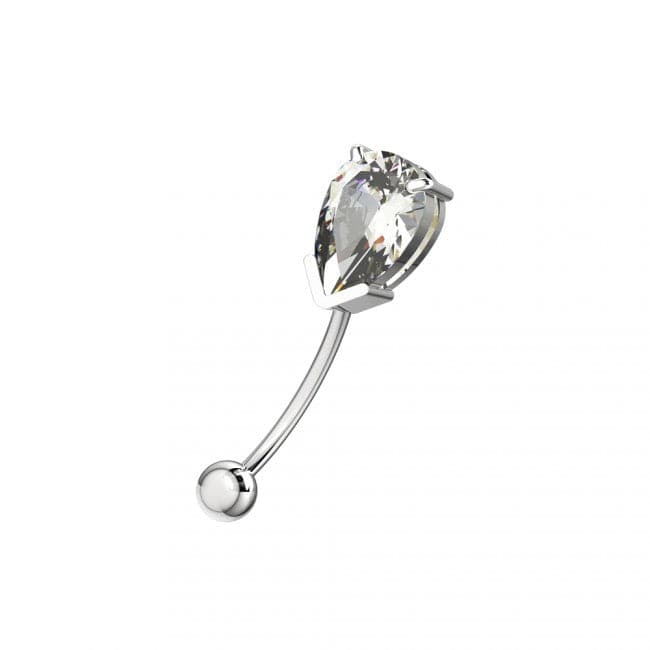 316L Surgical Steel Pear Shaped Jewelled Curved Barbell Eyebrow | Rook | Bridge Ring - Monster Piercing
