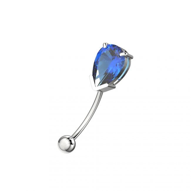316L Surgical Steel Pear Shaped Jewelled Curved Barbell Eyebrow | Rook | Bridge Ring - Monster Piercing