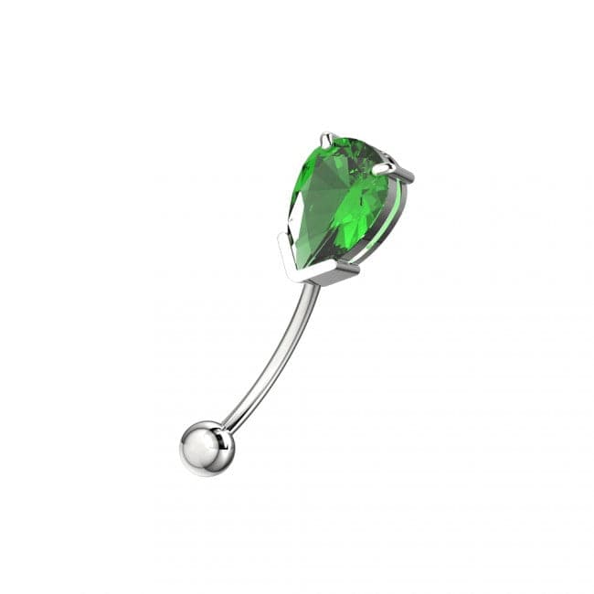 316L Surgical Steel Pear Shaped Jewelled Curved Barbell Eyebrow | Rook | Bridge Ring - Monster Piercing