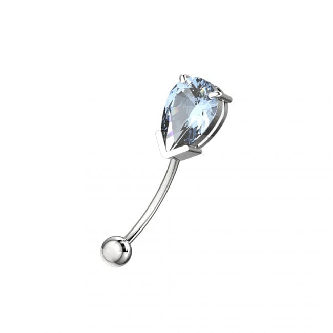 316L Surgical Steel Pear Shaped Jewelled Curved Barbell Eyebrow | Rook | Bridge Ring - Monster Piercing