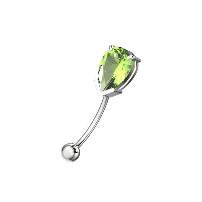316L Surgical Steel Pear Shaped Jewelled Curved Barbell Eyebrow | Rook | Bridge Ring - Monster Piercing