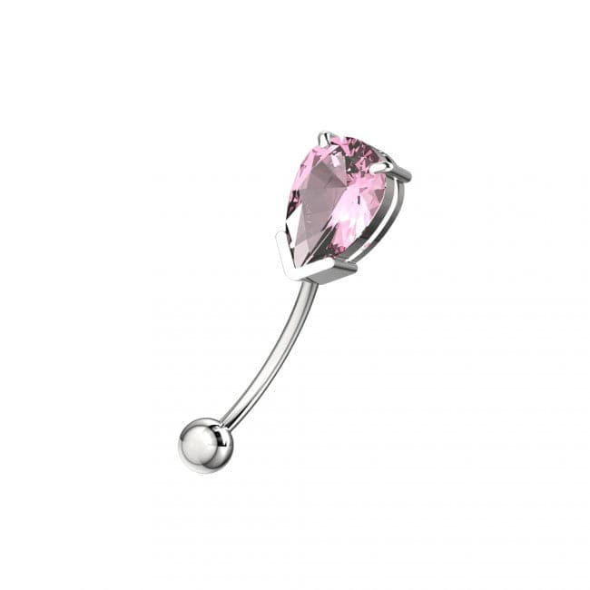 316L Surgical Steel Pear Shaped Jewelled Curved Barbell Eyebrow | Rook | Bridge Ring - Monster Piercing