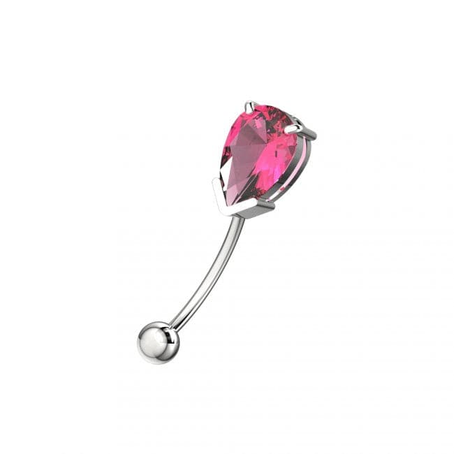 316L Surgical Steel Pear Shaped Jewelled Curved Barbell Eyebrow | Rook | Bridge Ring - Monster Piercing