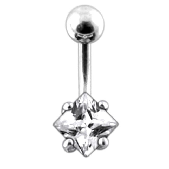 925 Sterling Silver Jewelled Star Design Belly Ring - Monster Piercing