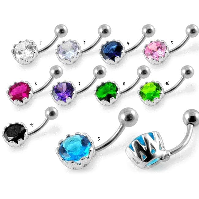 925 Sterling Silver Fancy Jewelled Round Navel Ring - Monster Piercing
