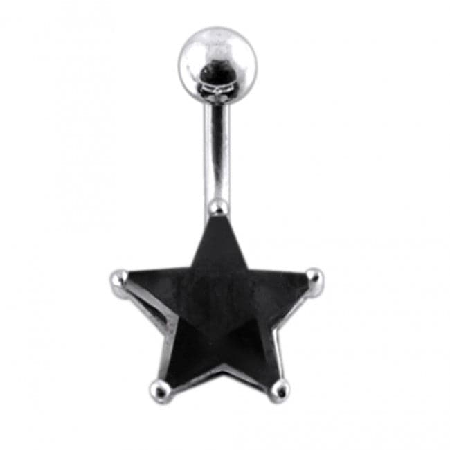 925 Sterling Silver Jewelled Star Non-Moving Belly Ring - Monster Piercing