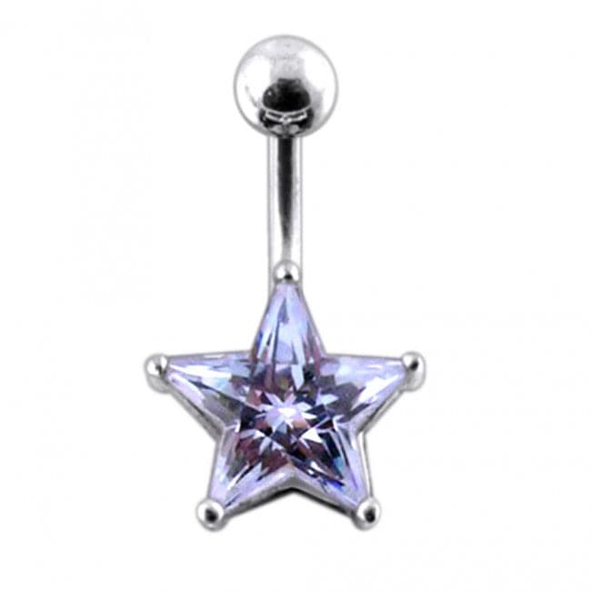 925 Sterling Silver Jewelled Star Non-Moving Belly Ring - Monster Piercing