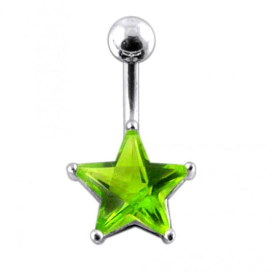 925 Sterling Silver Jewelled Star Non-Moving Belly Ring - Monster Piercing