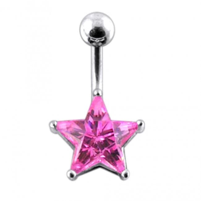 925 Sterling Silver Jewelled Star Non-Moving Belly Ring - Monster Piercing