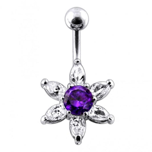 925 Sterling Silver Jewelled Star Non-Moving Belly Ring - Monster Piercing