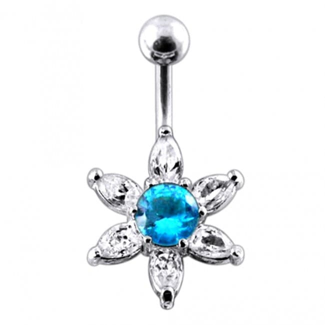 925 Sterling Silver Jewelled Star Non-Moving Belly Ring - Monster Piercing