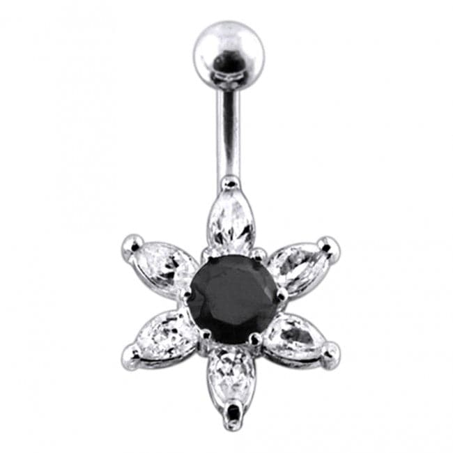 925 Sterling Silver Jewelled Star Non-Moving Belly Ring - Monster Piercing