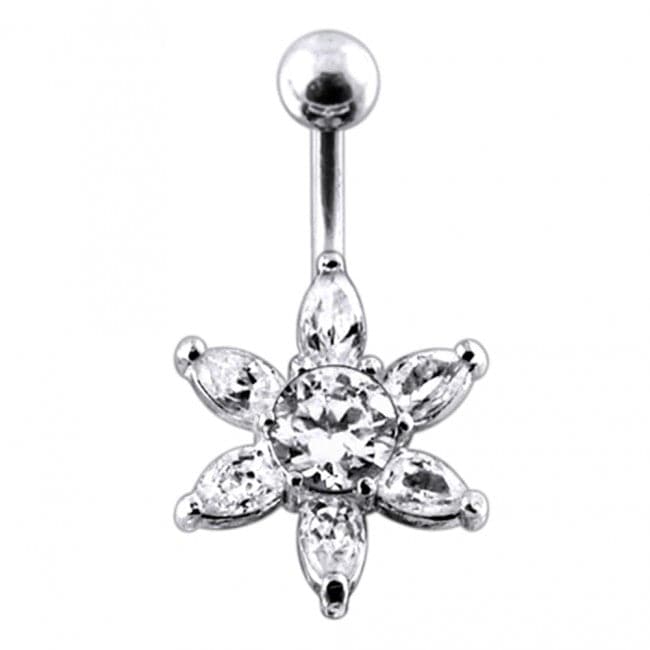 925 Sterling Silver Jewelled Star Non-Moving Belly Ring - Monster Piercing