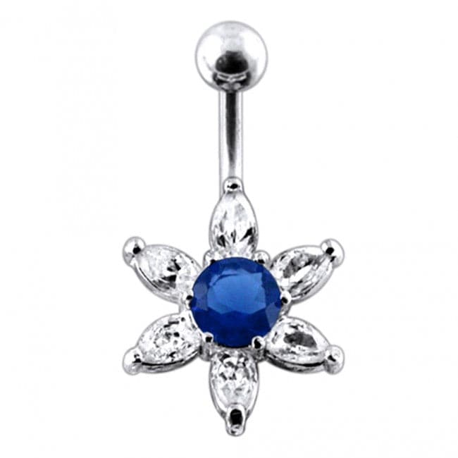 925 Sterling Silver Jewelled Star Non-Moving Belly Ring - Monster Piercing