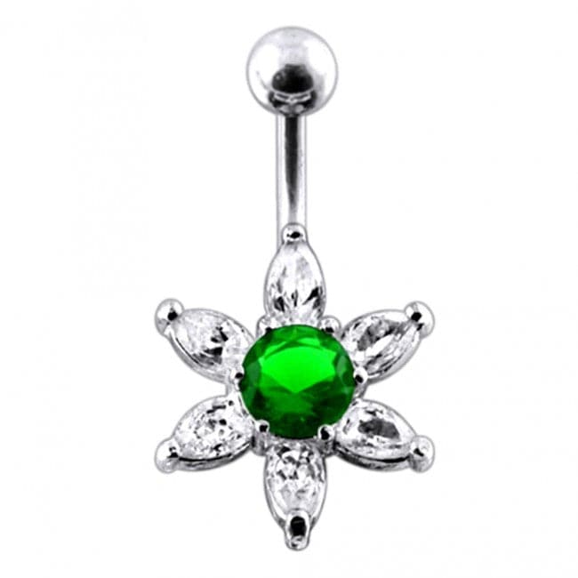 925 Sterling Silver Jewelled Star Non-Moving Belly Ring - Monster Piercing