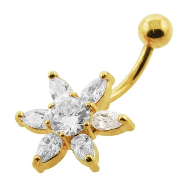 925 Sterling Silver Jewelled Star Non-Moving Belly Ring - Monster Piercing