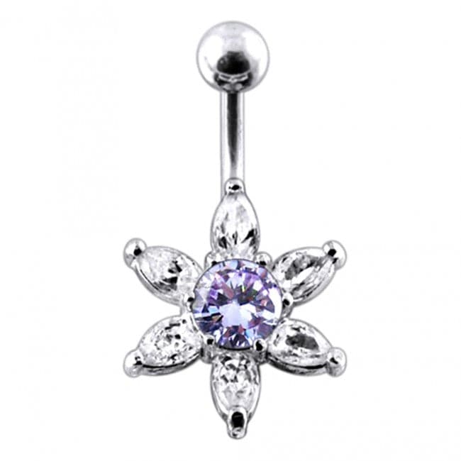 925 Sterling Silver Jewelled Star Non-Moving Belly Ring - Monster Piercing