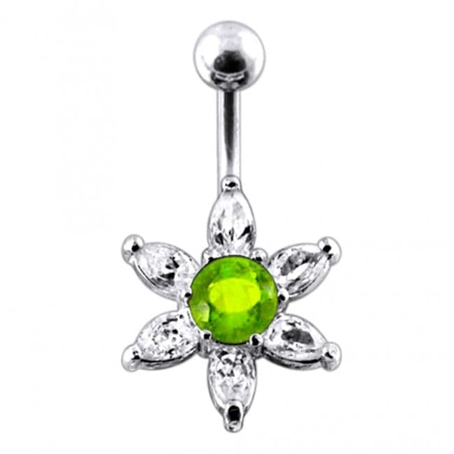 925 Sterling Silver Jewelled Star Non-Moving Belly Ring - Monster Piercing
