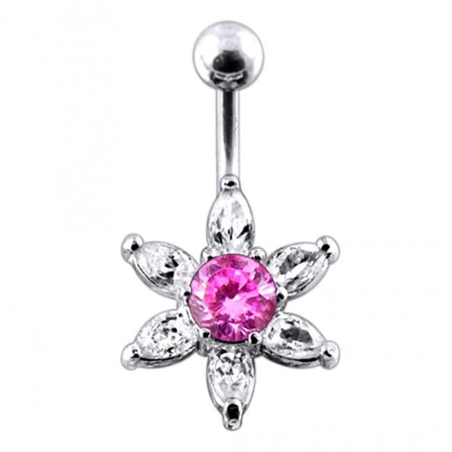 925 Sterling Silver Jewelled Star Non-Moving Belly Ring - Monster Piercing