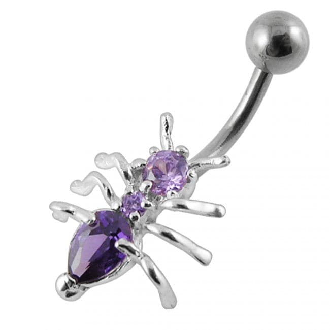 925 Sterling Silver Jewelled Ant Non-Moving Belly Ring - Monster Piercing